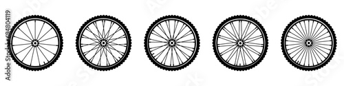 Bicycle wheels icon set basic simple design