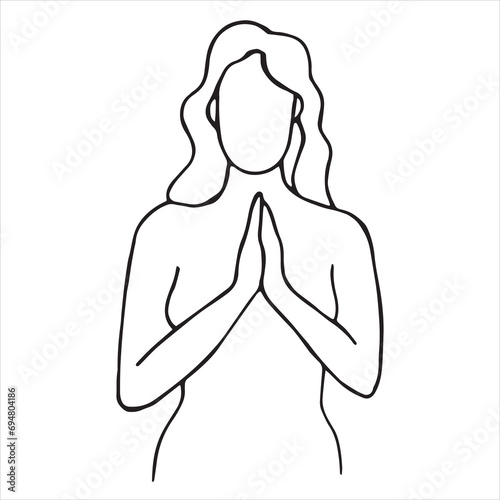 vector drawing of a woman, woman's body outline. abstract drawing in line art style	