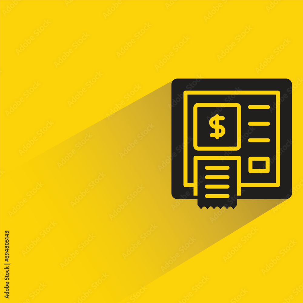 atm with shadow on yellow background atm with shadow on yellow background