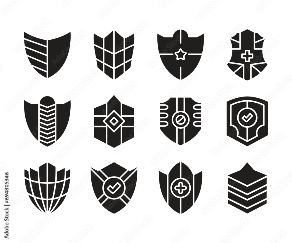 shield label and badge icons set