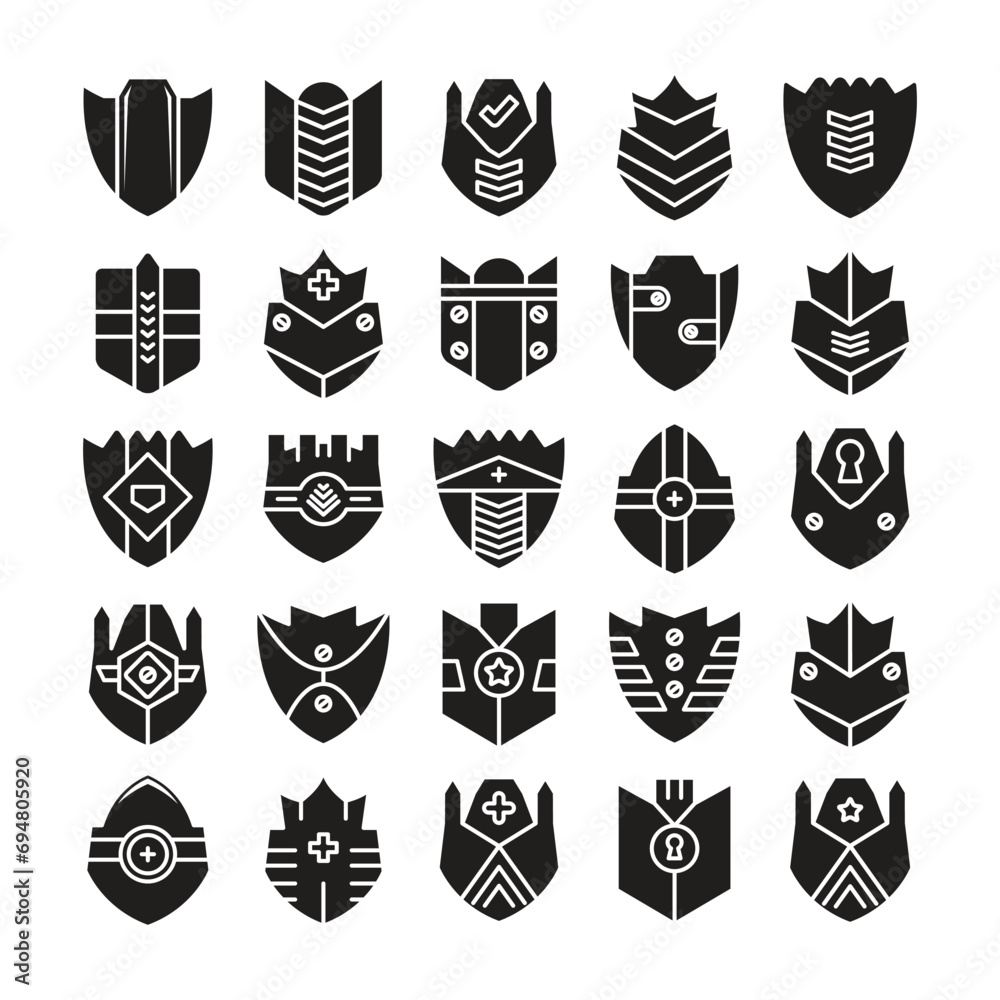 Obraz premium shield icons set vector illustration