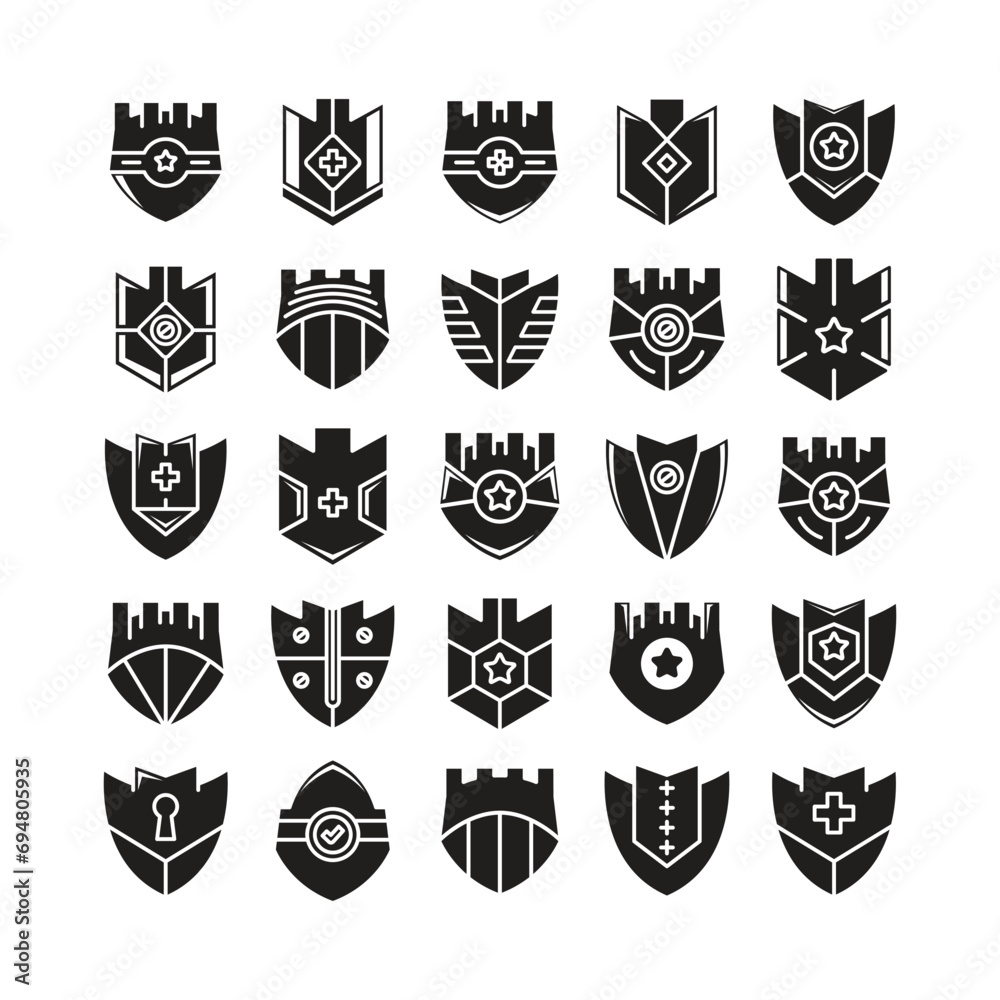 shield icons set vector illustration shield icons set vector illustration