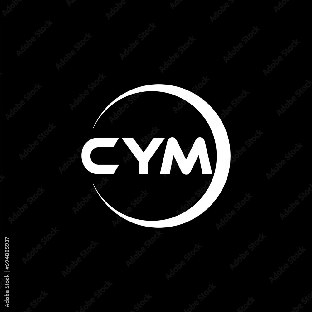 CYM letter logo design with black background in illustrator, cube logo, vector logo, modern alphabet font overlap style. calligraphy designs for logo, Poster, Invitation, etc.