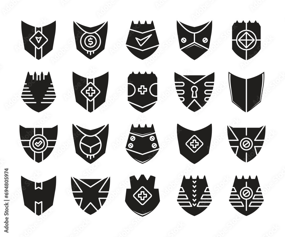 Fototapeta premium shield emblem and badge icons set vector illustration