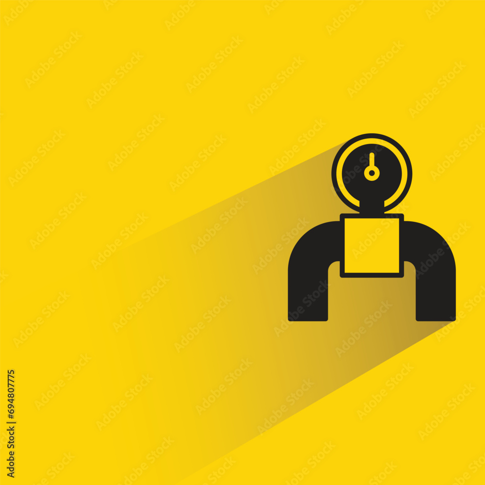 valve and pipe icon with shadow on yellow background