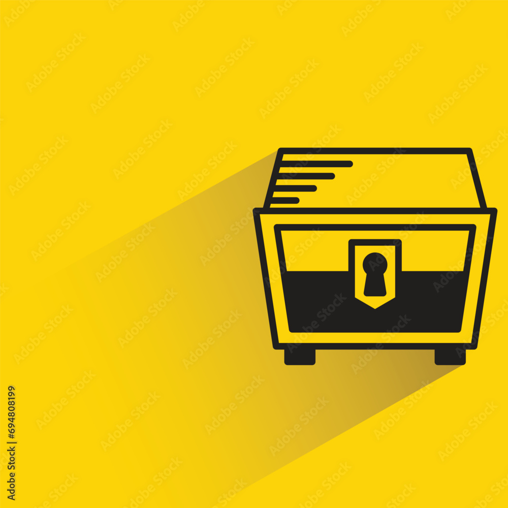 treasure chest with shadow on yellow background treasure chest with shadow on yellow background