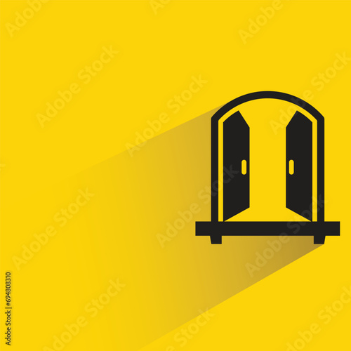 window pane icon with shadow on yellow background