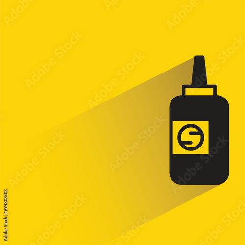 ketchup, package bottle with drop shadow in yellow background