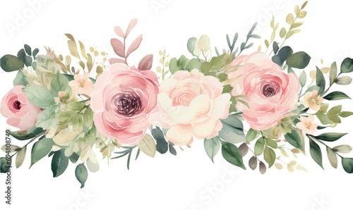 Watercolor art, design element, bouquet of flowers
