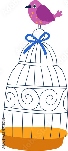 Cage With Bird On Top
