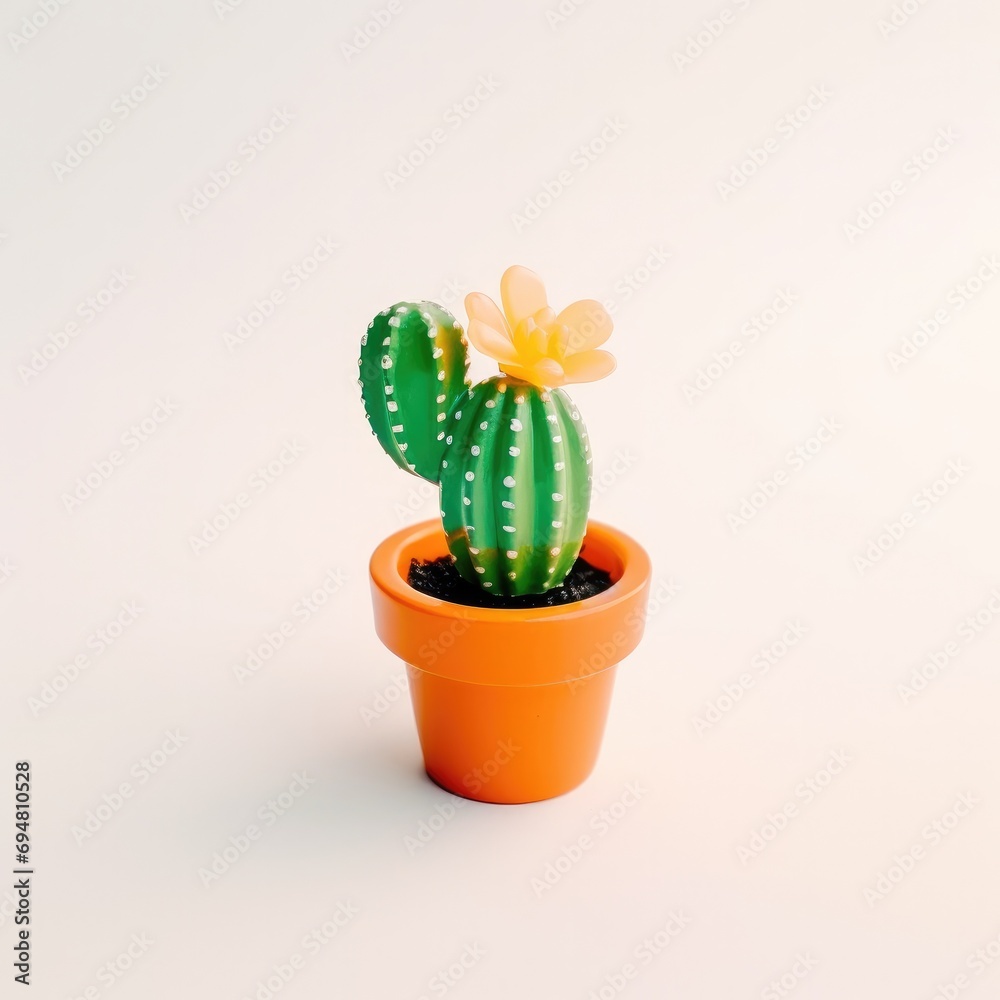 A small cactus in a small vase