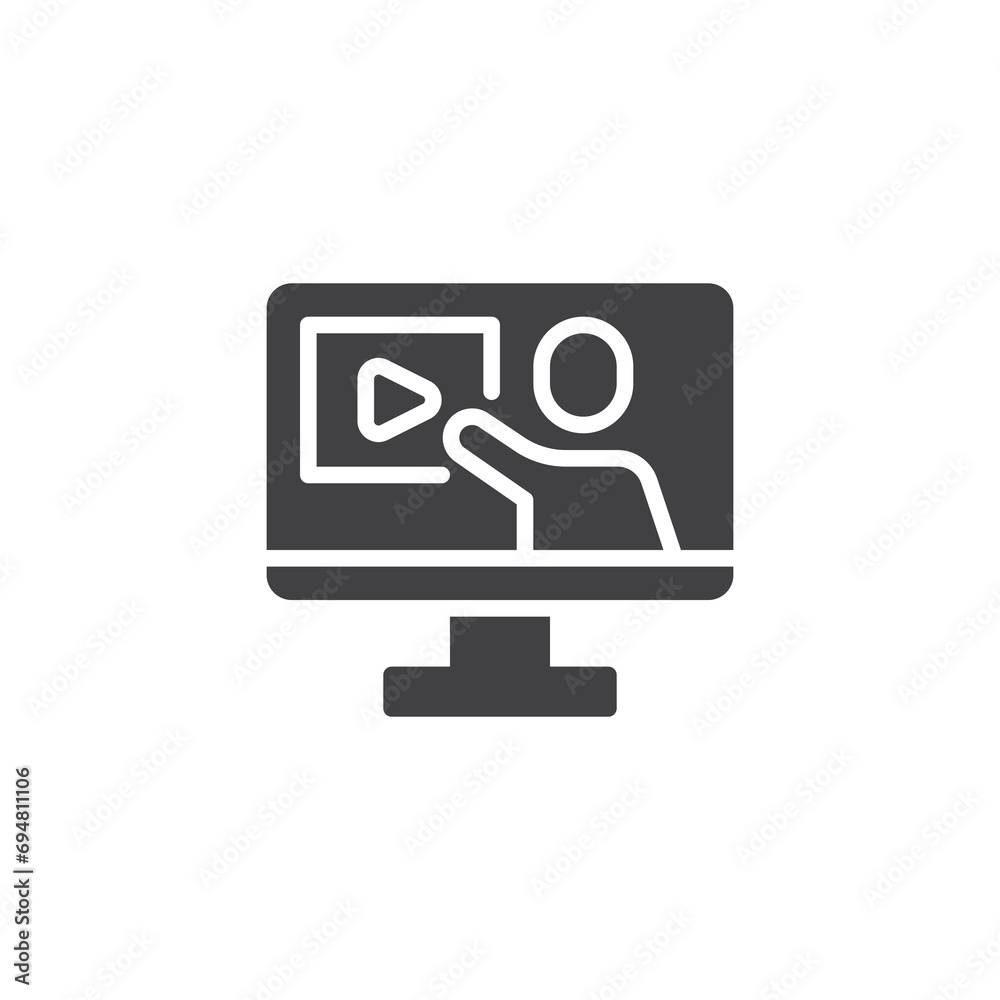 Video lecture training vector icon