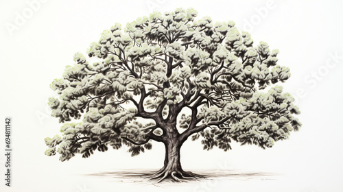 Walnut Tree Illustration on White Background