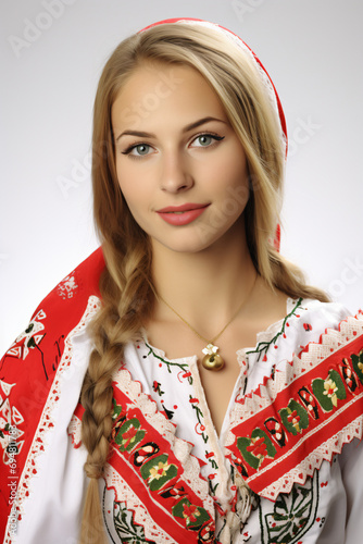 a woman in a traditional russian dress photo