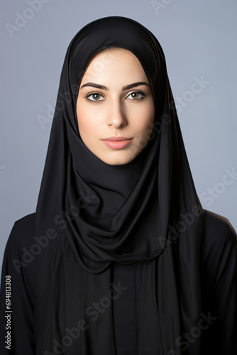 a woman wearing a black hijab and a black shirt