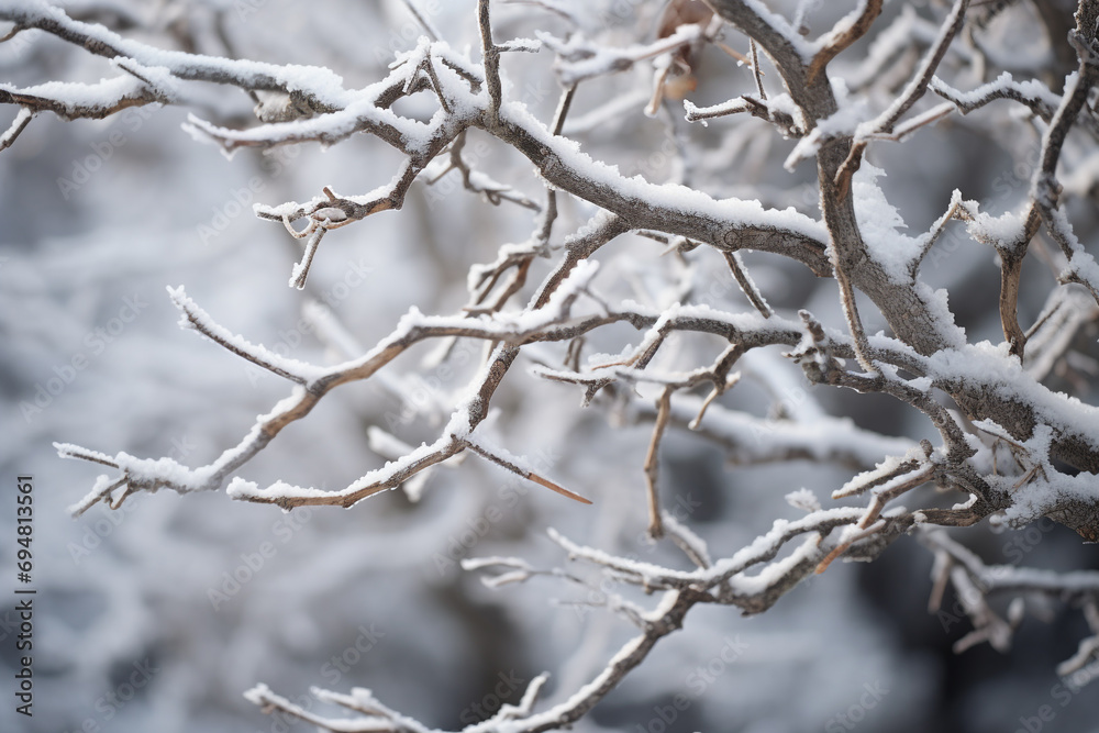 Snow on tree branches in winter