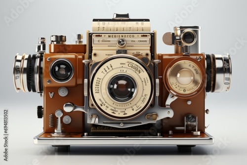 vintage film projector, on an isolated white background, Generative AI