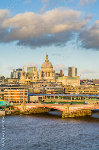 St pauls cathedral and the River Thames,London, England, Uk, photo