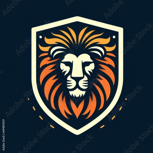 lion logo with shield, ai generate