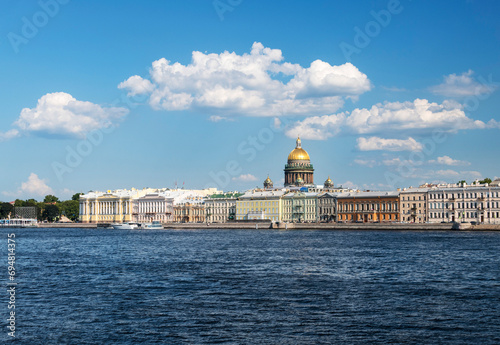 View across Neva River towards Saint Isaac Cathedral (Isaakievskiy Sobor), Saint Petersburg, Russia photo