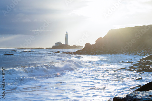 UK, England, Tyne and Wear, North Tyneside, Whitley Bay, St Mary's Island, St. Mary's Lighthouse photo