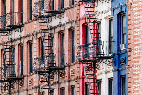 Building with fire escapes, Soho, New York City, USA, North America photo