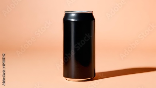 Isolated Black Drink Can. Refreshing Cold Soda Beverage in Shiny Metallic Aluminum Container Generative Ai. Concept for Design