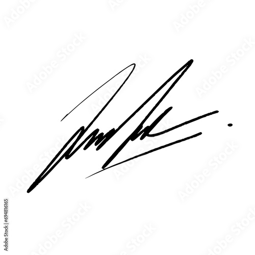 Letter I abstract signature idea for documents. Vector image with black writing and transparent background.