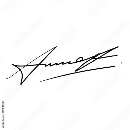 Letter I abstract signature idea for documents. Vector image with black writing and transparent background.