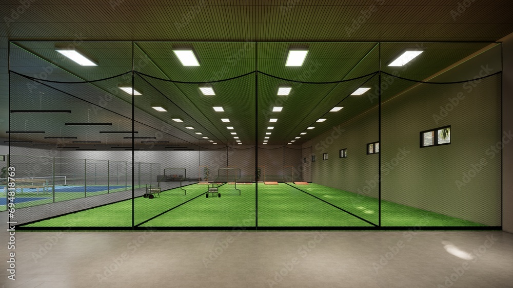 Obraz premium Indoor Batting Cages For Baseball & Softball 3d rendering illustration