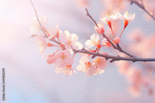 Cherry blossoms blooming in spring, spring background