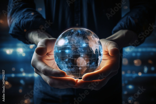 Hands holding up glass globe