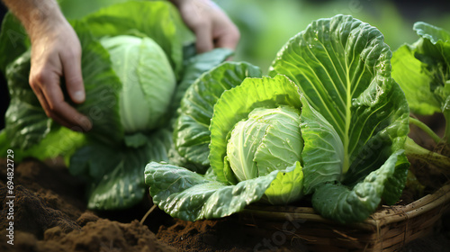 A Person Touching The Cabbage Which Grows in the Garden