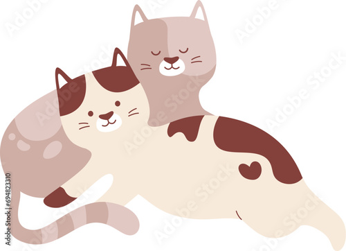 Cats Couple Lying