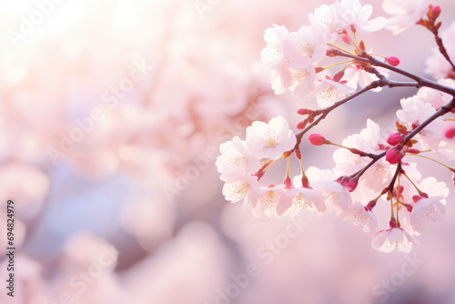 Cherry blossoms blooming in spring, spring background