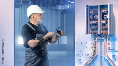 Man is electrician. Guy is ...