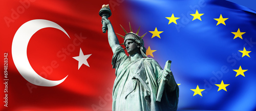 Flags of turkey and Europea...