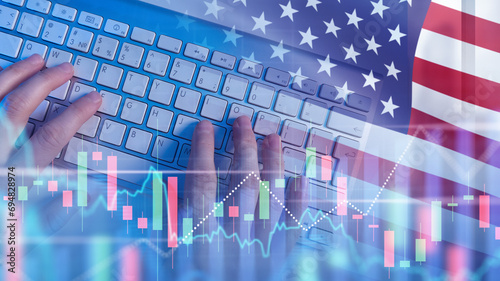 US flag near financial quot...