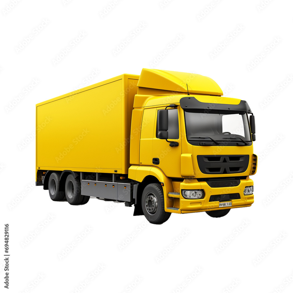 yellow truck isolated on white transparent PNG background