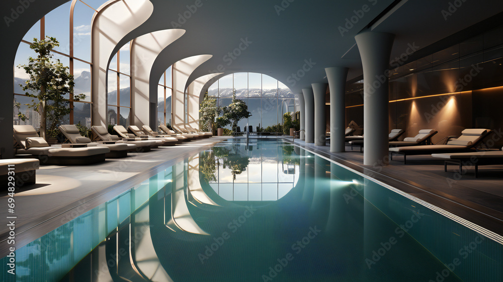 A Swimming Pool In A Five Star Hotel Located In French Alps