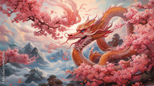 illustration chinese new year 2024 dragon fantasy