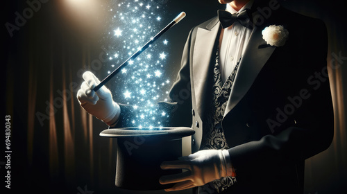 Generative AI image of a Magician Conjuring a Universe of Stars