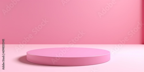 Pink podium with a modern geometric design  providing a stylish and clean backdrop for product presentation.