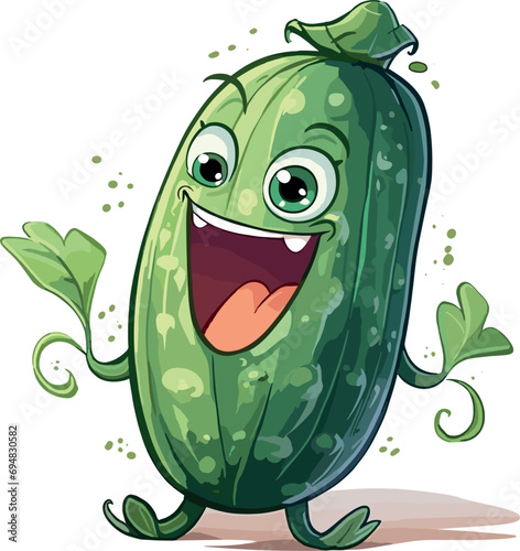 the zucchini character laughs merrily. vector illustration