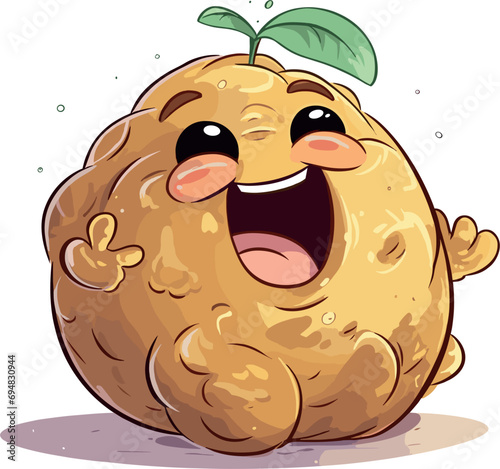 funny potato in kawaii style. vector illustration
