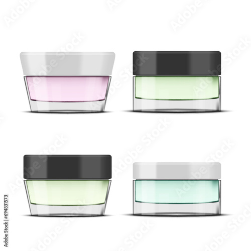 Glossy Glass Cosmetic Jar. Makeup Product Package