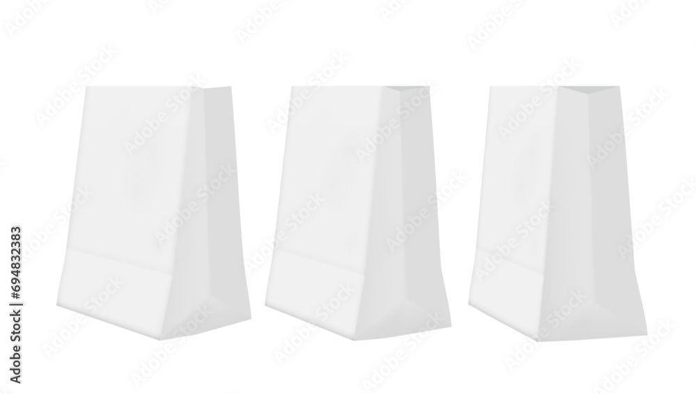 3D Folded Paper Bag Isolated On White Background 3D Folded Paper Bag Isolated On White Background