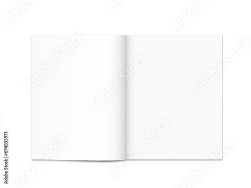 Blank Open Magazine With Clear Pages On White