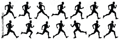 Runner silhouettes set, large pack of vector silhouette design, isolated white background © FutureFFX