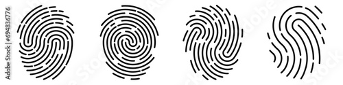 Set of vector fingerprints of different types. Personal identification. Fingerprints in black on an isolated background. Stock illustration EPS 10 photo